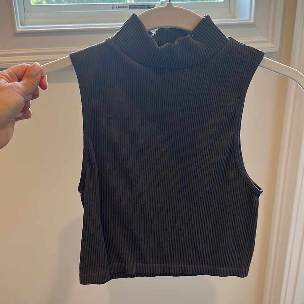 GREY ZARA MOCK NECK CROP TOP - GREY SIZE M/L